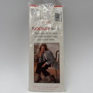 Vintage Jockey For Her White Knee Highs One Size Sandalfoot 2 PAIRS Style 1994